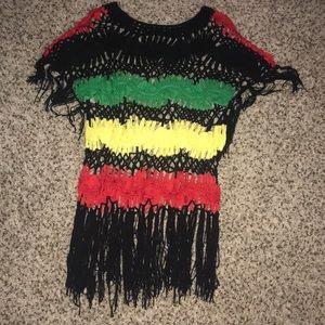 Beach Cover Up Crochet Rasta Colors